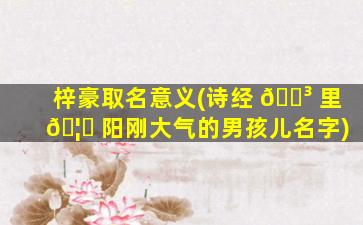 梓豪取名意义(诗经 🐳 里 🦊 阳刚大气的男孩儿名字)